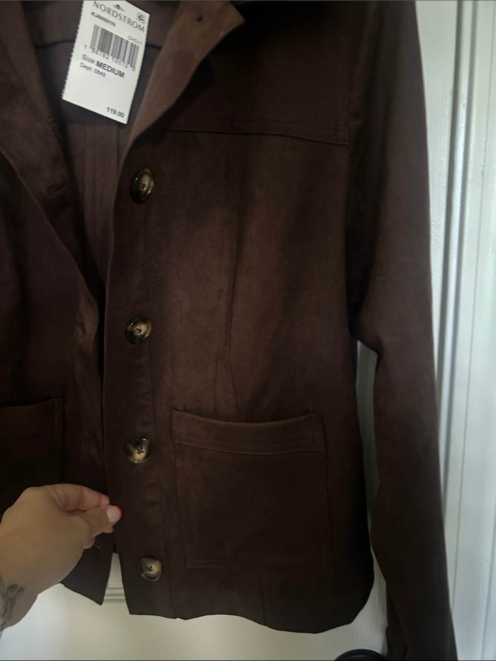 Kut from the Kloth Chocolate Brown Suede Button Jacket - Picture 4 of 4